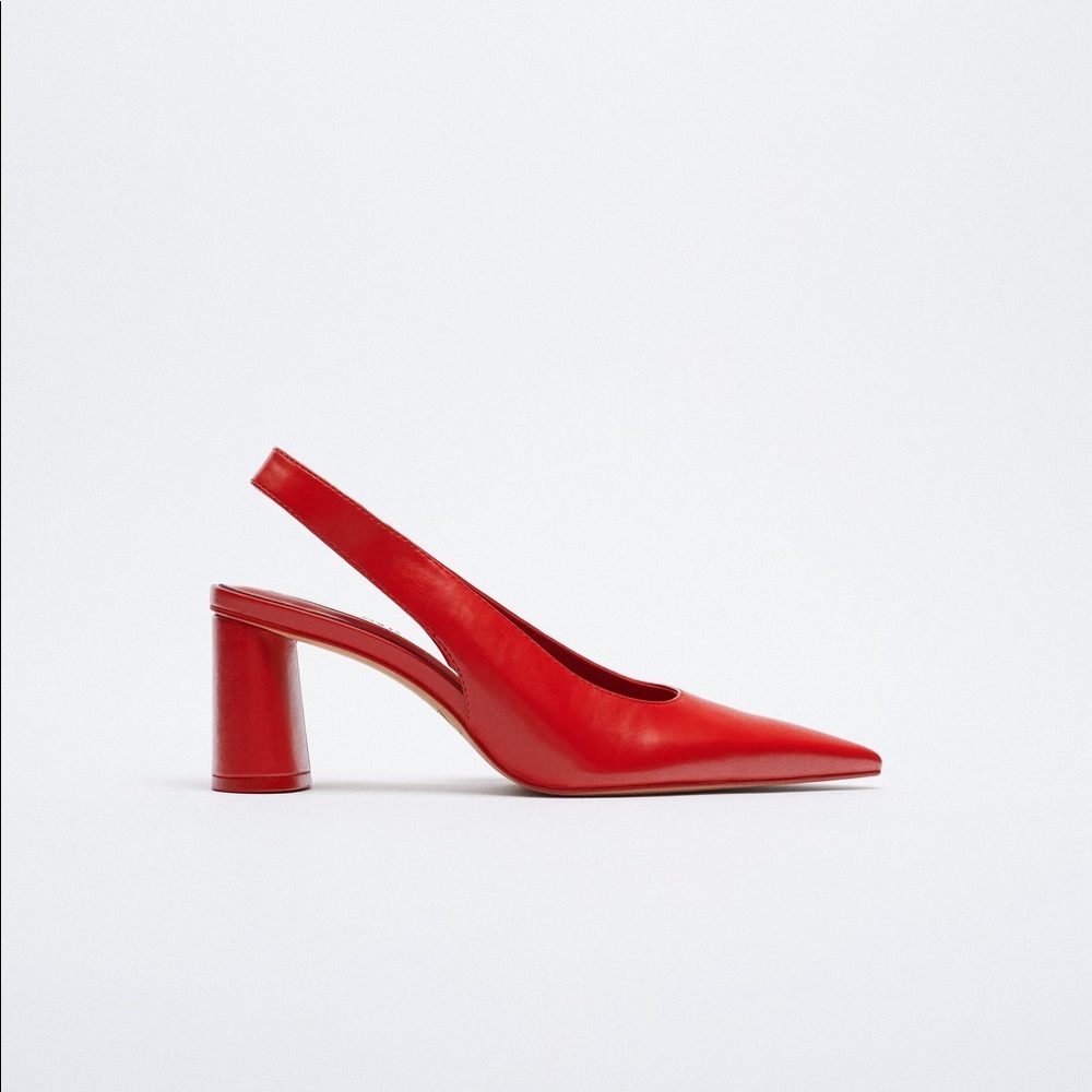 NWOT. Zara Red High-heel Slingback Court Shoes. Size 9.